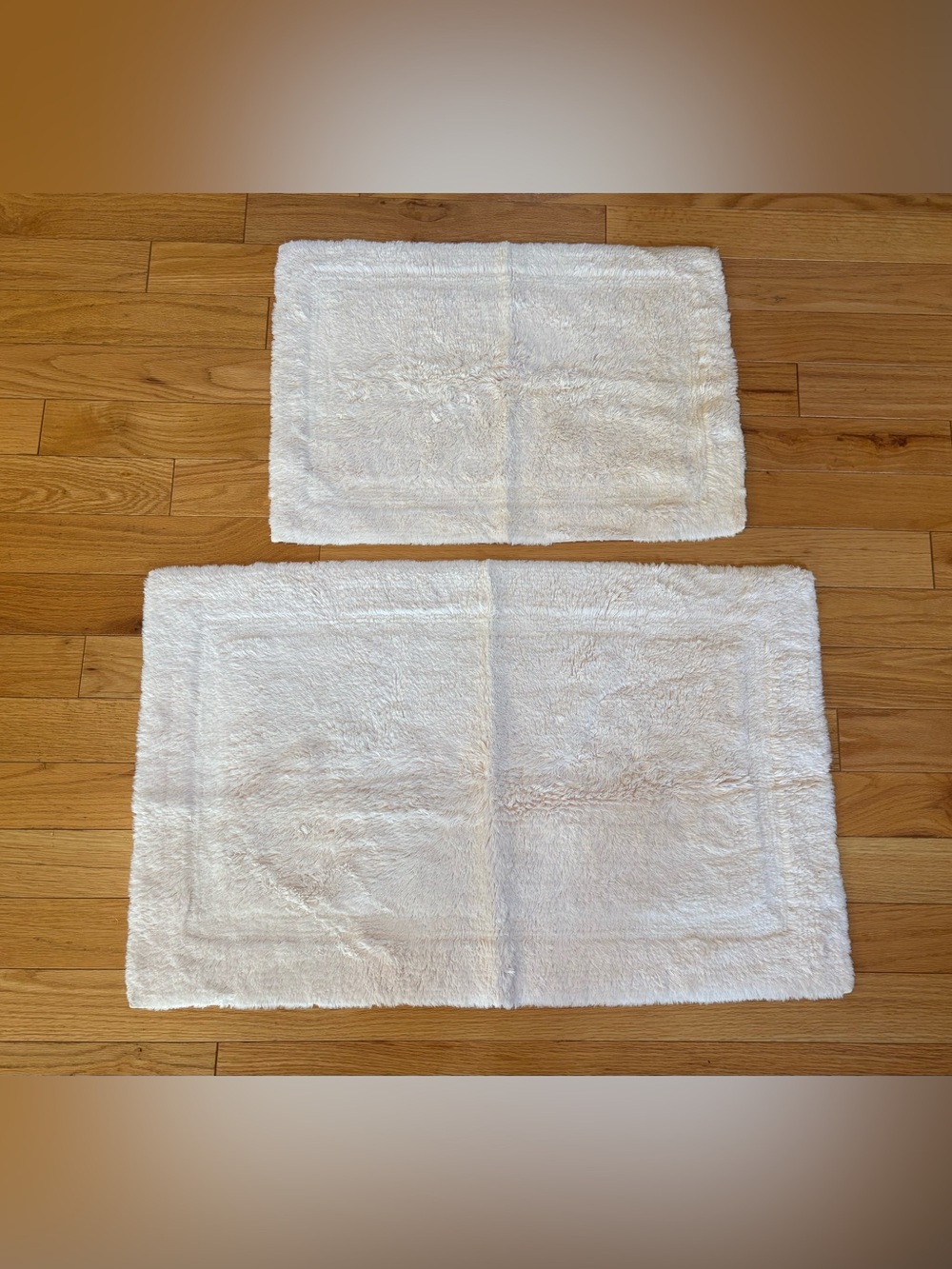 Pottery Barn Outlet White 100% Cotton Pile Bath Rugs Mats 17-24” & 21-34” EUC